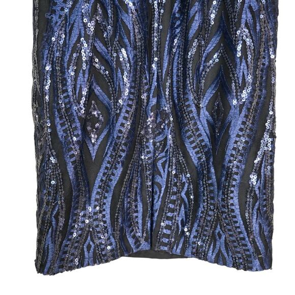 Calvin Klein Womens 4 Midnight Blue Mesh Sequin Cocktail Dress - Picture 7 of 10